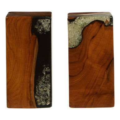 Set of 2 Teak and Resin Bookends | Sakra