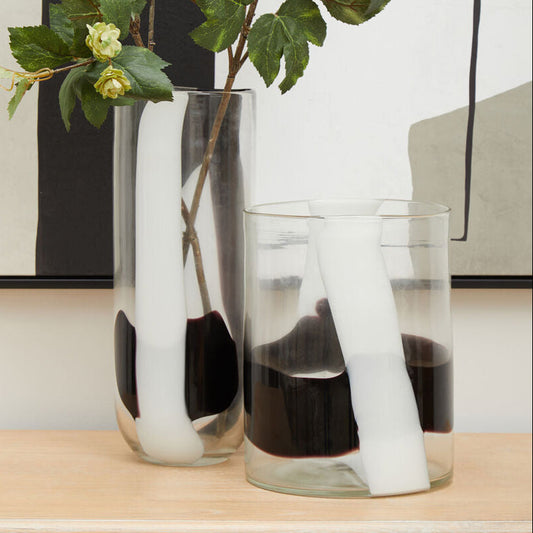 Hania Large Glass Vase with Abstract Pattern