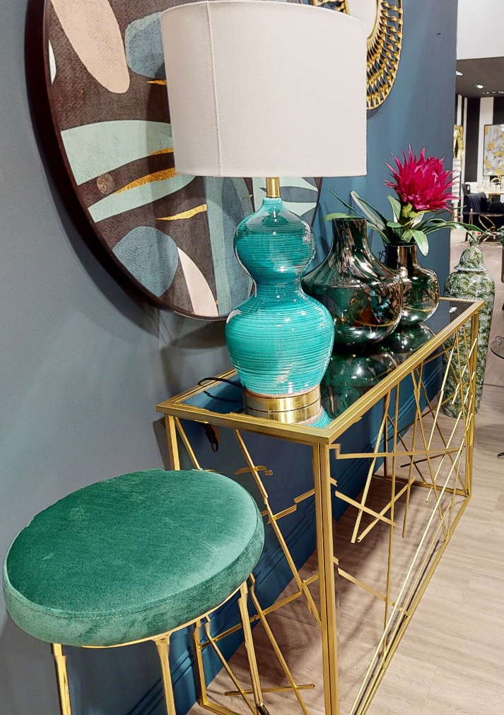 Herbie Green and Gold Large Glass Vase