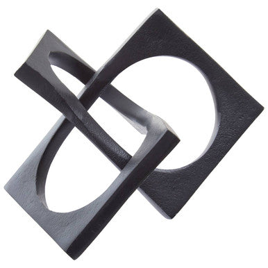 Prato Black Finish Square Knot Sculpture