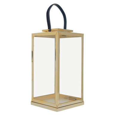 Large Gold Steel with Hair on Leather Handle Lantern | Herber
