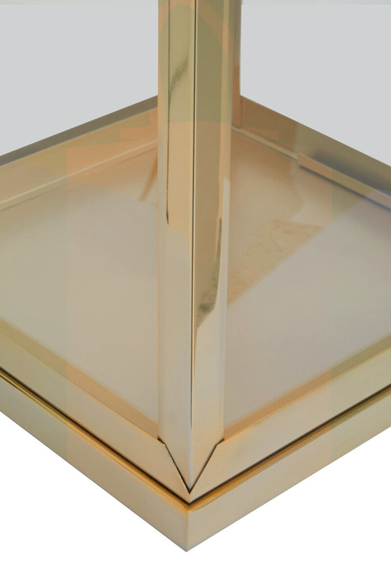 Herber Large Gold Steel With Hair On Leather Handle Lantern