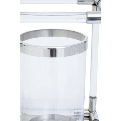 Double Silver Steel and Acrylic Candle Holder | Lucita