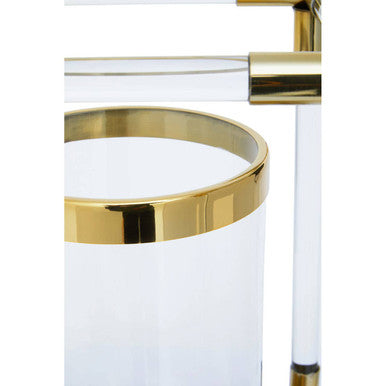 Double Candle Holder in Gold Finish and Acrylic | Lucita