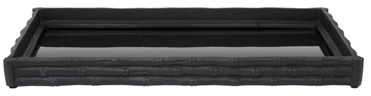 Black Finish Bamboo Effect Mirrored Tray | Hiba