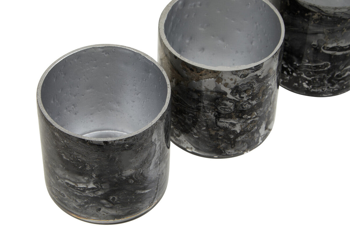 Garan Set Of 3 Grey Tealight Holders
