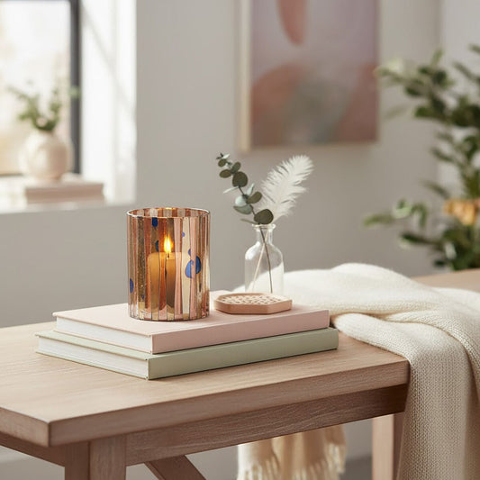 Gaia Pink Antique Finish Small Candle Holder