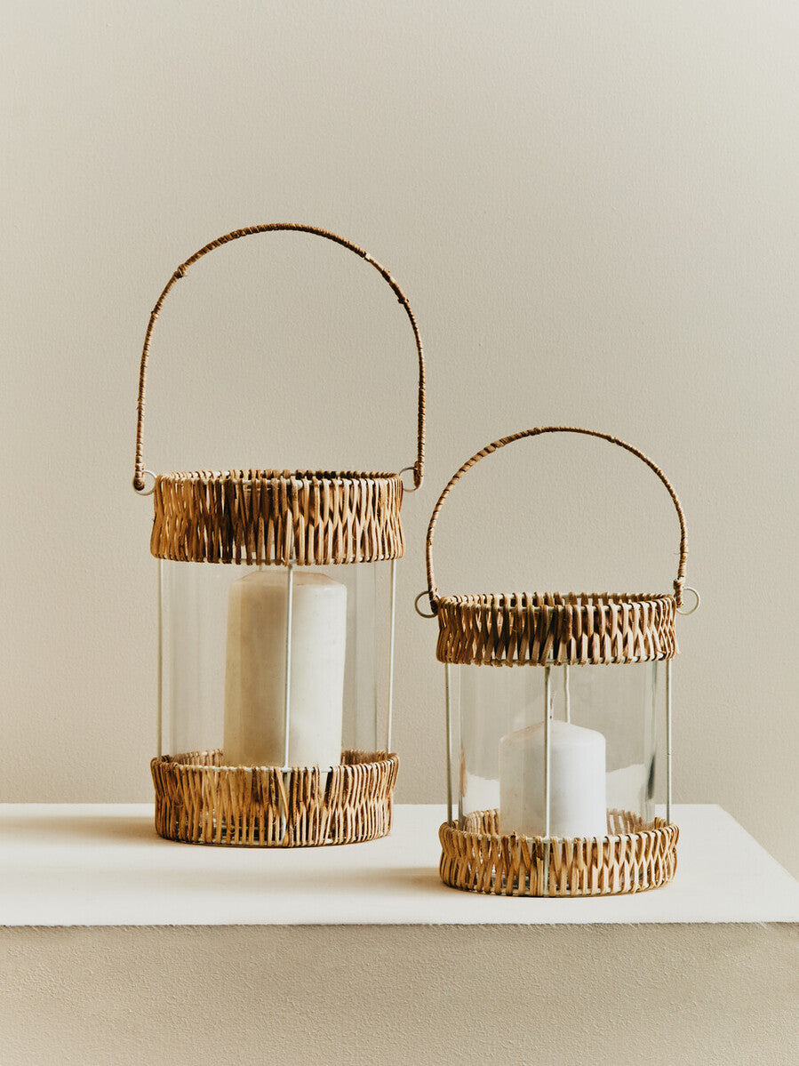 Natural and White Large Lantern | Kuta