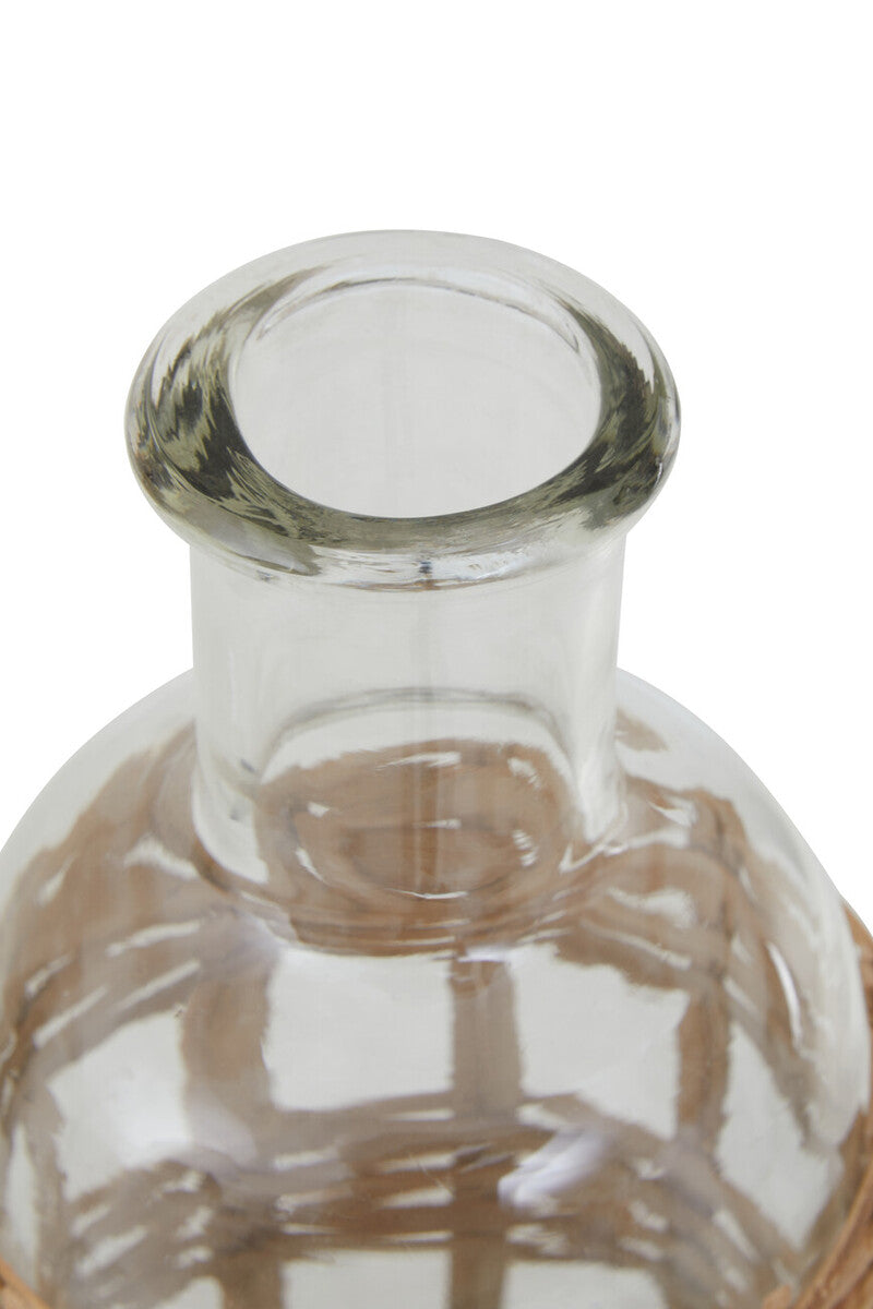 Natural Cane and Glass Small Vase | Kuta