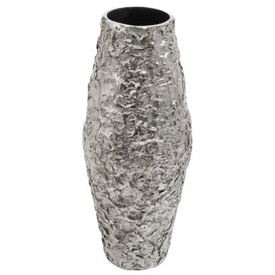 Small Silver Textured Metal Vase | Akola