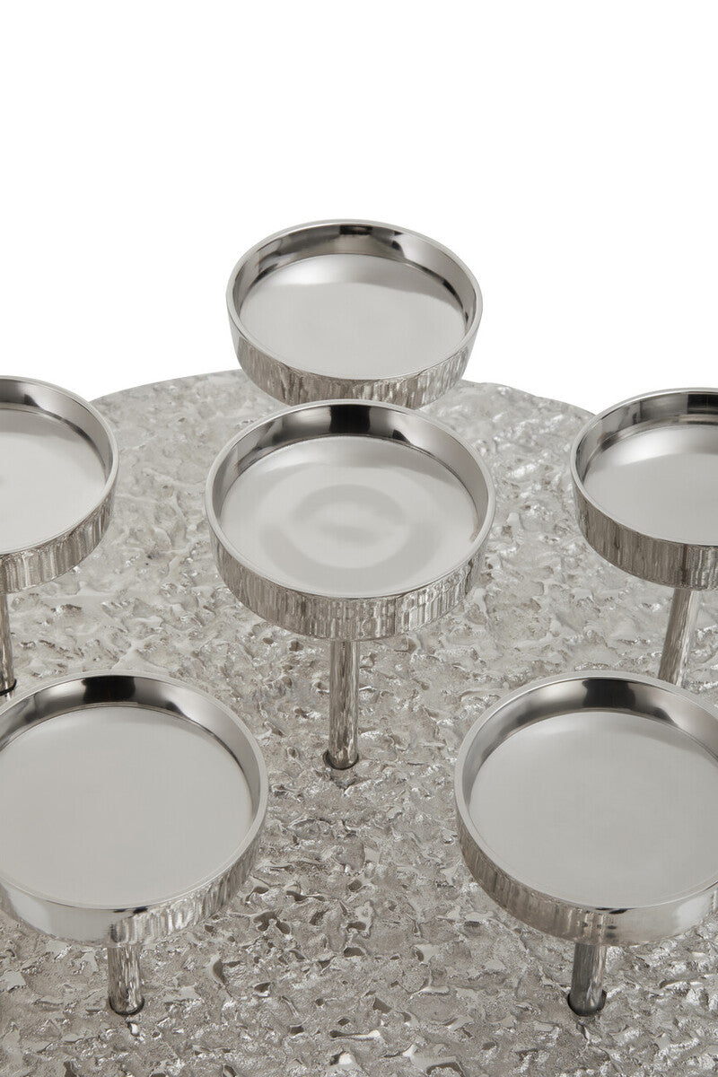 Silver Round 6 Pillar Candle Holder | Akola