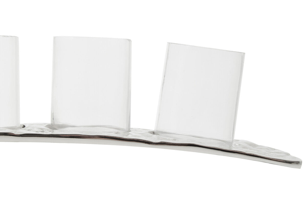 Curved 4 Tealight Holder in Silver | Akola