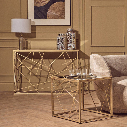 Akola Antique Gold and Glass Tealight Holder