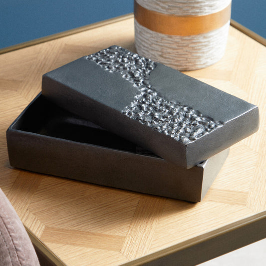 Dante Grey Finish Textured Trinket Box