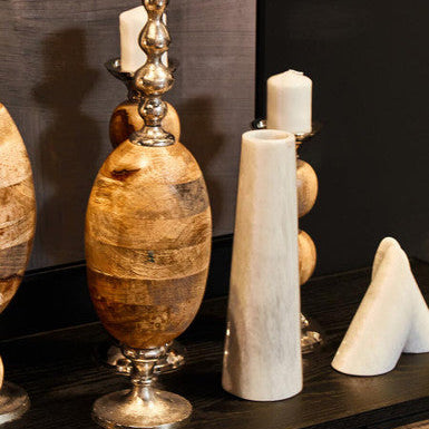 Salmo White Marble Tapered Vase