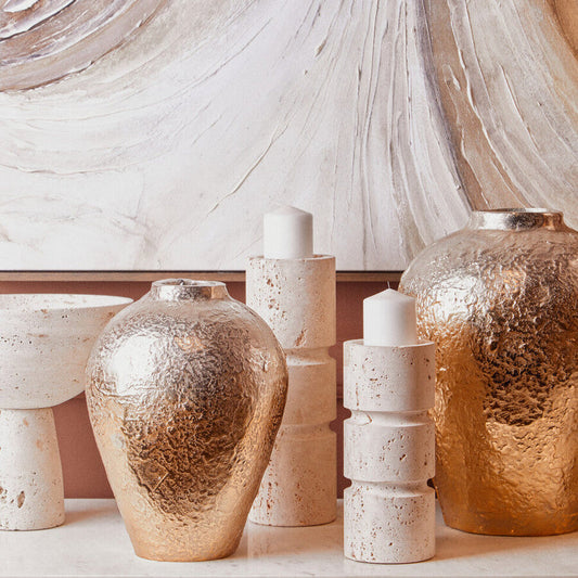 Tibor Travertine Small Candle Holder