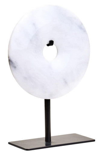 Zoro Extra Small Round Dia 15cm Grey Marble Disc Sculpture