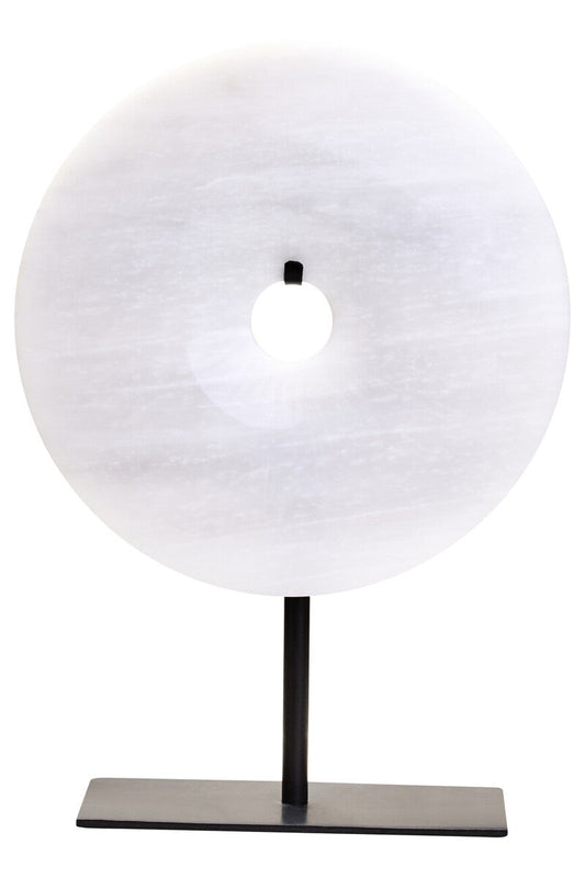 Zoro Small Round Grey Marble Disc Sculpture