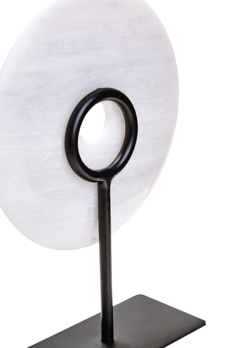 Zoro Small Round Grey Marble Disc Sculpture