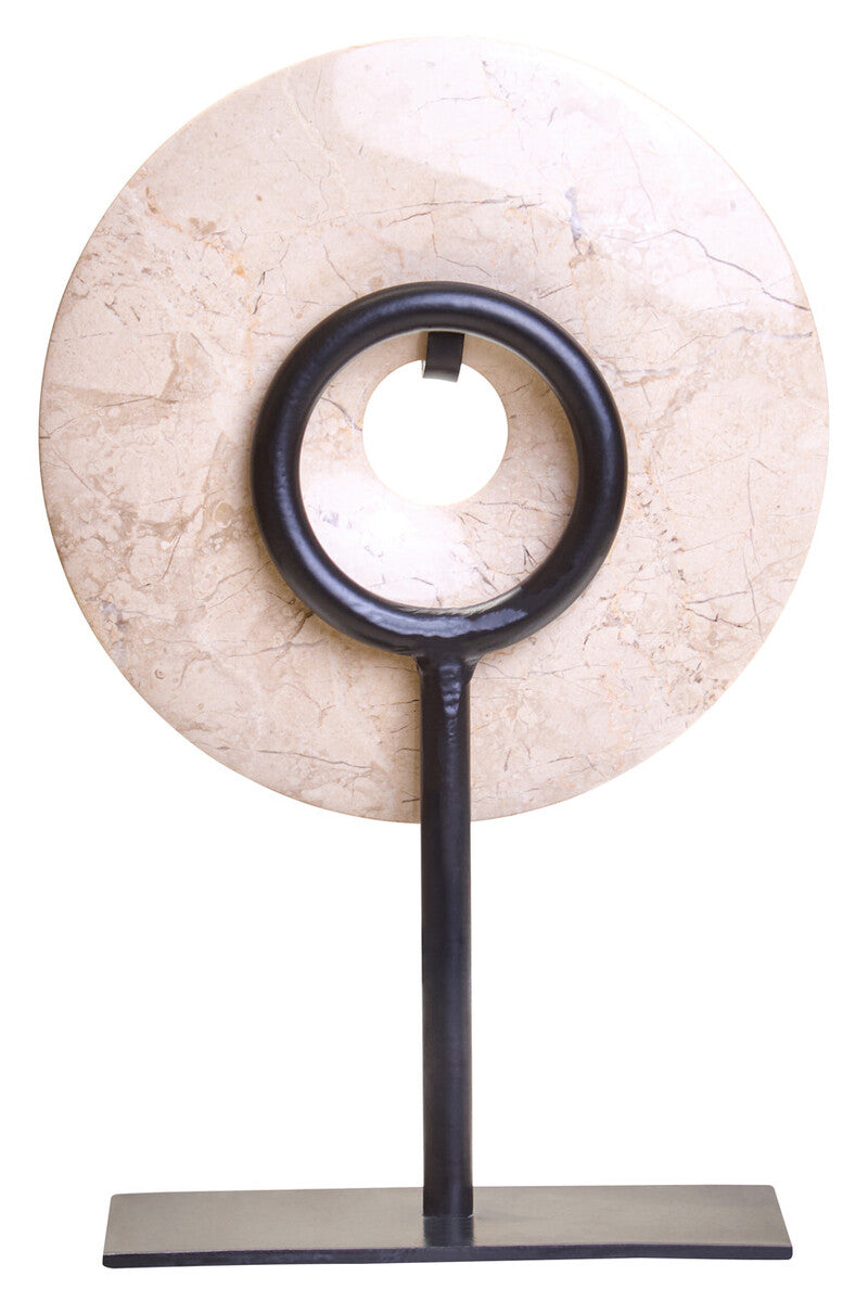 Zoro Extra Small Round Cream Marble Disc Sculpture