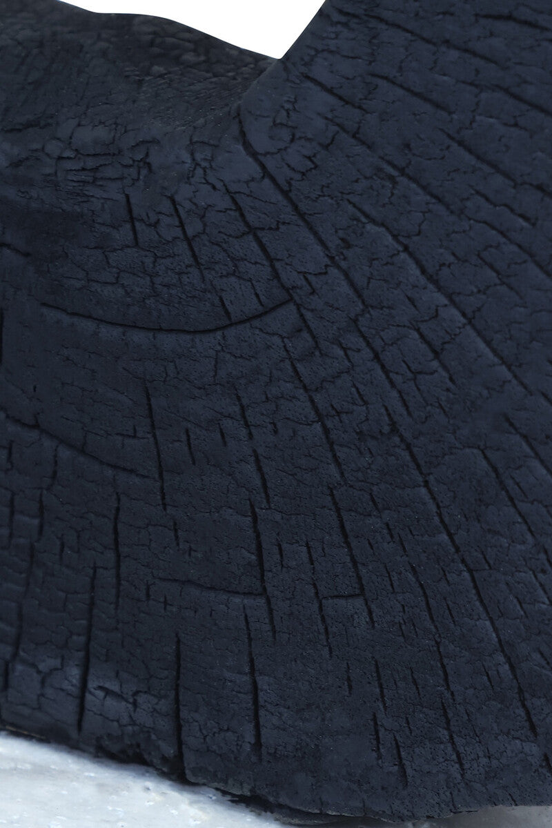 Tibor Black Mango Wood Sculpture With Travertine Base