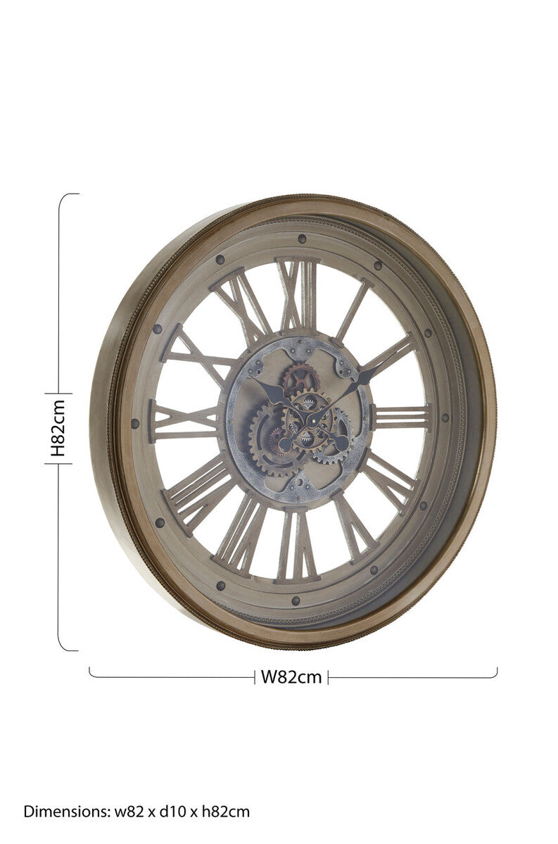 82cm Dia Antique Gold Round Wall Clock | Cassop