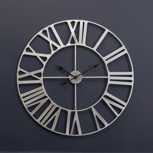 Genova Silver Metal Wall Clock