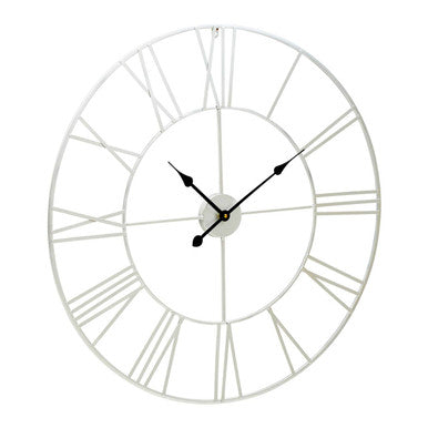 Genova 80cm Silver Metal Roman Numeral Wall Clock