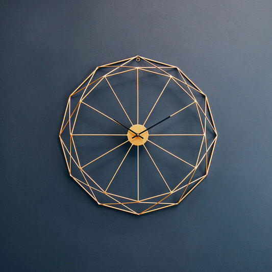 Genova Geometric Gold Metal Wall Clock