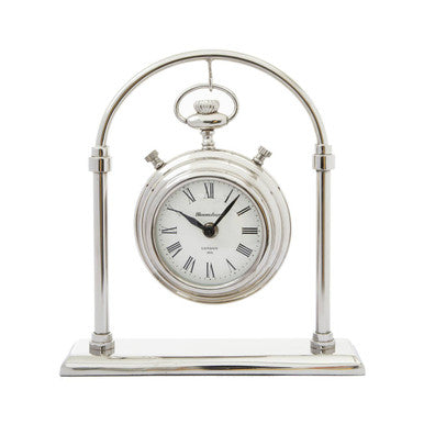 Hampstead Small Silver And Antique Brass Mantel Clock
