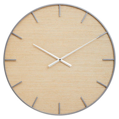 Kent 60cm Dia Silver and Natural Wall Clock