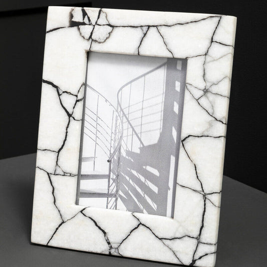 Marmara White and Black Marble 5In X 7In Large Photo Frame