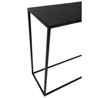 Black and White Ombre Top Console Table with Black Slim Metal Frame | Ramus
