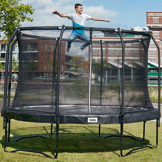 14ft Salta Black Round Premium Edition Trampoline with Enclosure