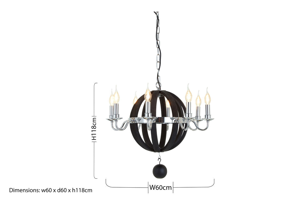 Black 8 Bulb Orb Chandelier | Kensington Townhouse