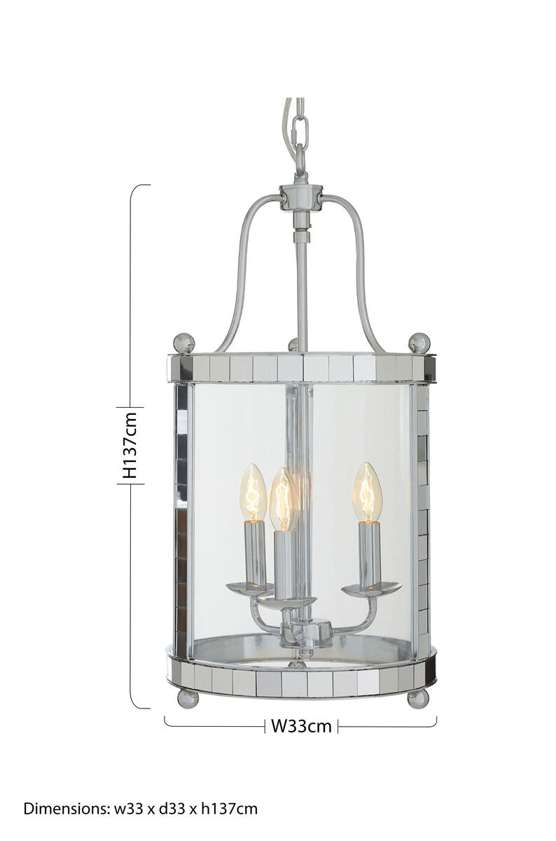 3 Bulb Chrome and Glass Pendant Light | Kensington Townhouse