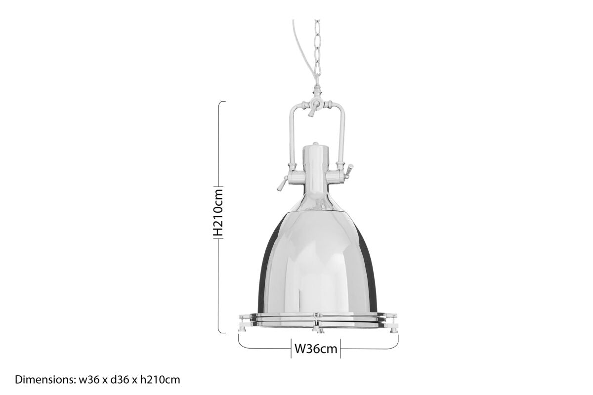Large Chrome Plain Pendant Light | Lexington