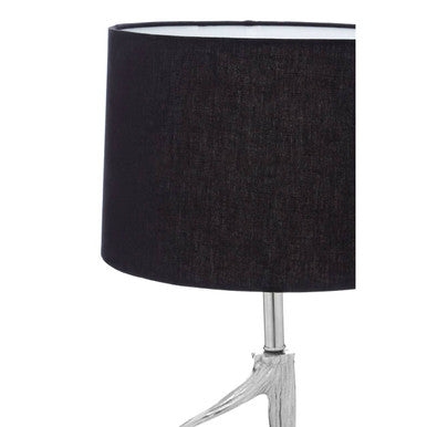 Antler Silver Metal Table Lamp with Black Fabric Shade