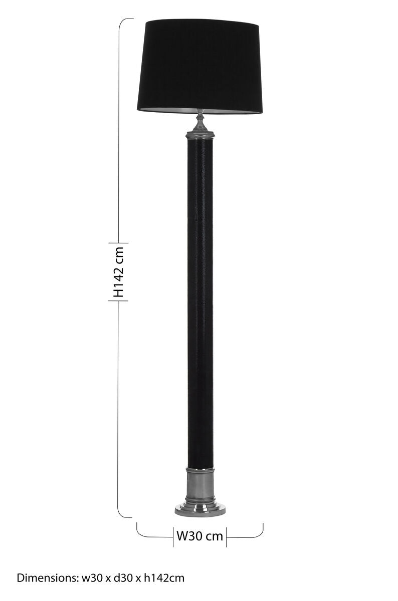 Canon Black Leather Floor Lamp