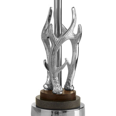 Antler Black and Silver Metal Table Lamp with Marble Base
