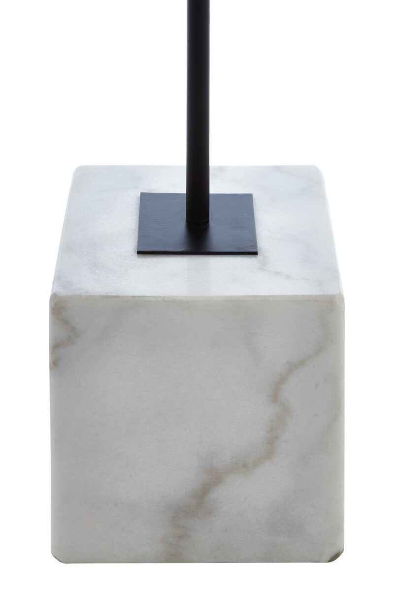 Murdoch Natural Linen Shade With White Marble Base Floor Lamp