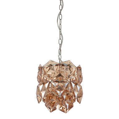 Small Multi Faceted Amber Glass Pendant Light | Rydello