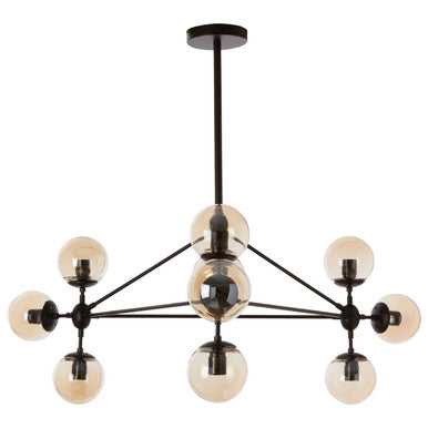 10 Arm Matte Black Pendant Light | Abira
