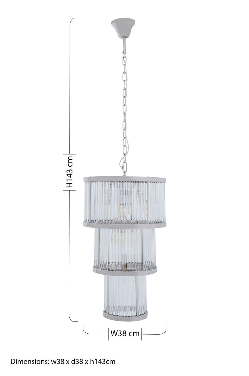 3 Tier Nickel Finish Chandelier | Salasco