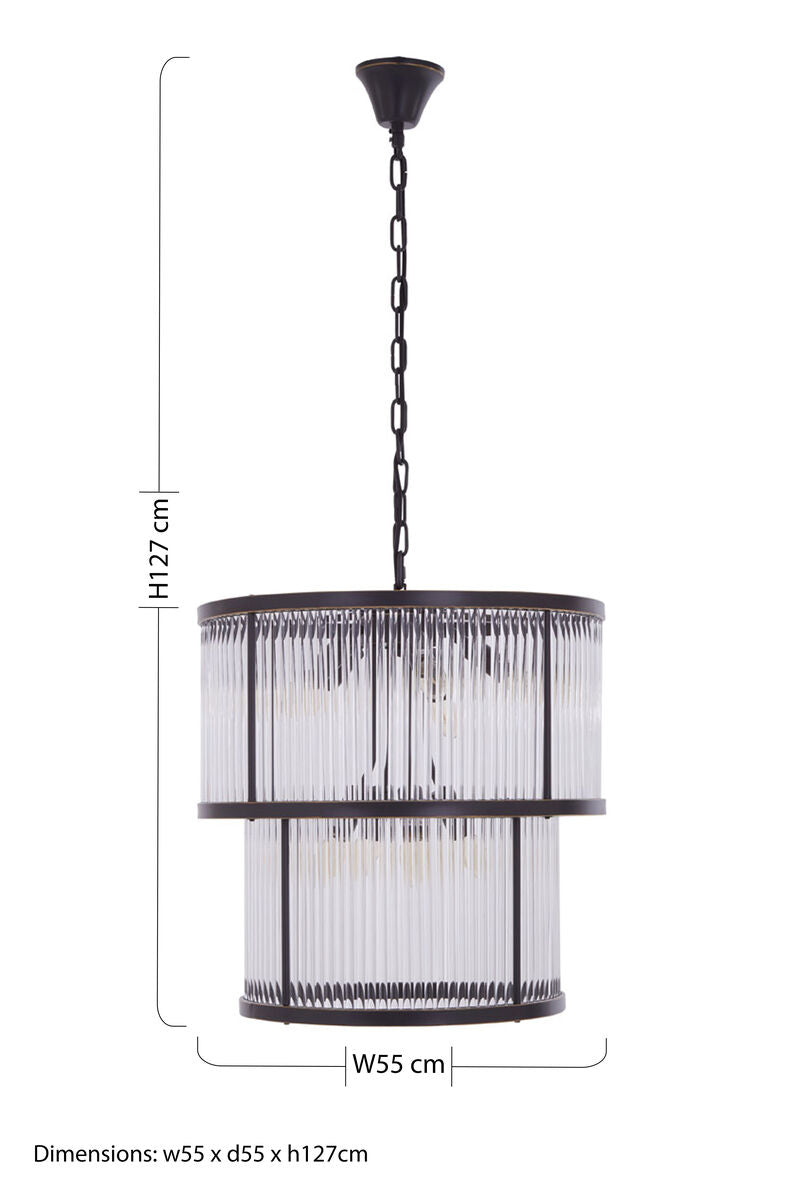 Salasco 2 Tier Antique Black Glass Chandelier