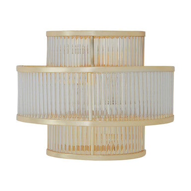 Salasco 3 tier glass wall light with warm metallic iron frame