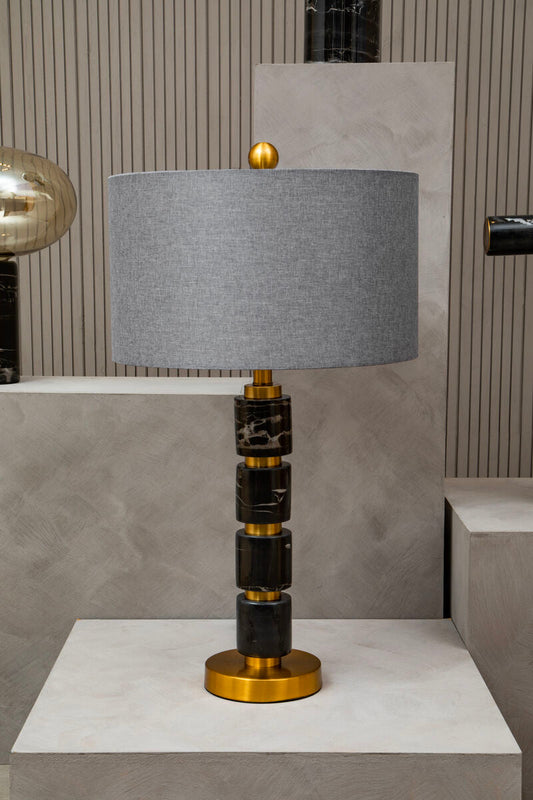 Marmo Grey Fabric Shade Table Lamp