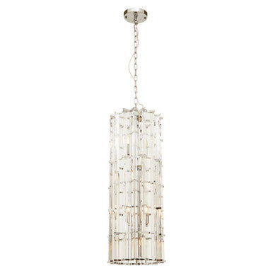 Glass and Chrome Finish Large Vertical Pendant Light | Karli