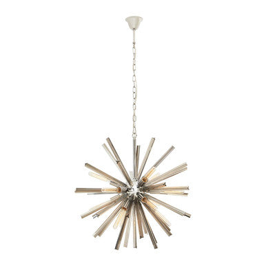 Chrome Finish and Smoked Glass Starburst Pendant Light | Karlo