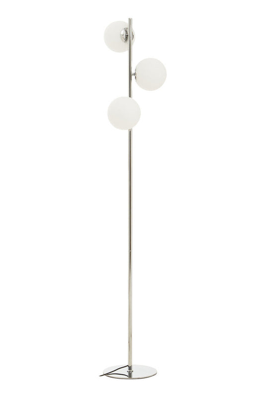 Chrome Finish and White Glass Floor Lamp | Karter